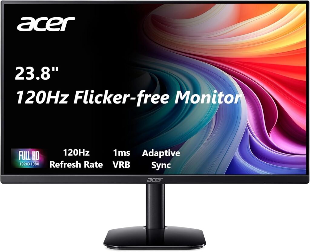 Acer KB242Y 23.8 inch Full HD IPS monitor with 120Hz refresh rate, 1ms VRB, and FreeSync support