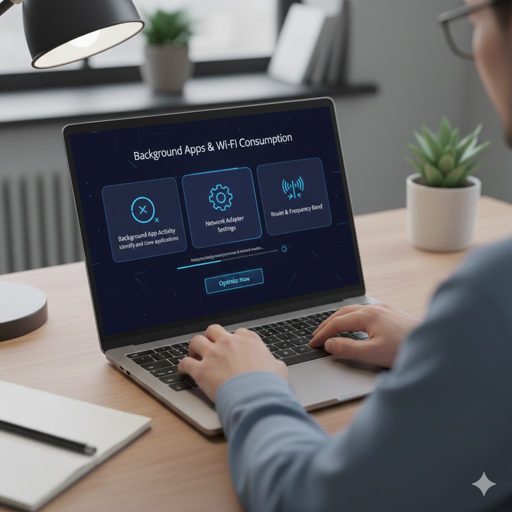 Background apps consuming Wi-Fi and slowing down laptop internet