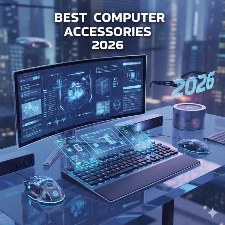 Best computer accessories 2026 including keyboards, mice, monitors, webcams, and docking stations for productivity and gaming