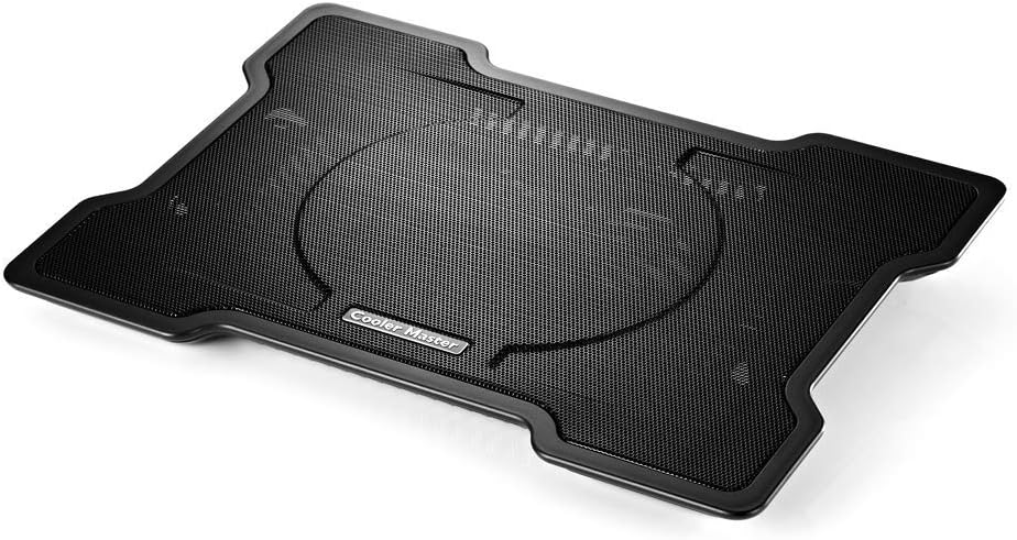 Cooler Master Notepal X-slim laptop cooling pad with 200mm high-performance fan, front LED, and adjustable tilt for gaming laptops