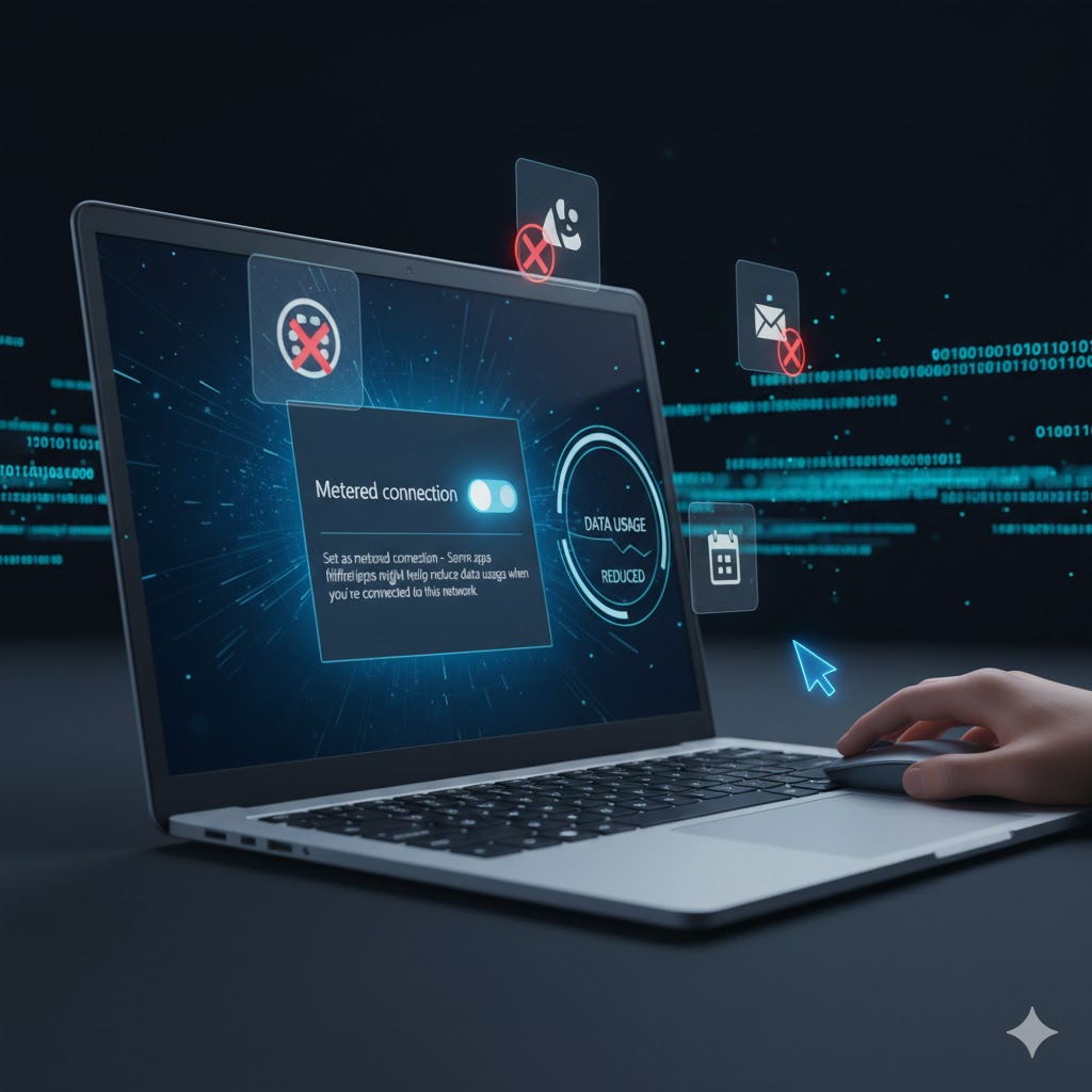 Enabling metered connection to reduce data usage.