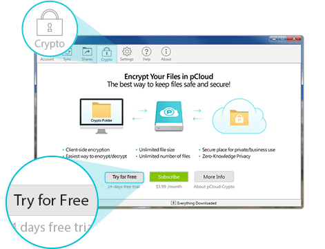 pCloud Crypto encrypted folder security protection
