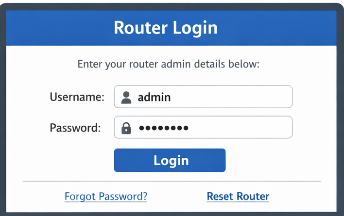Router login dashboard screenshot showing WiFi settings and admin panel