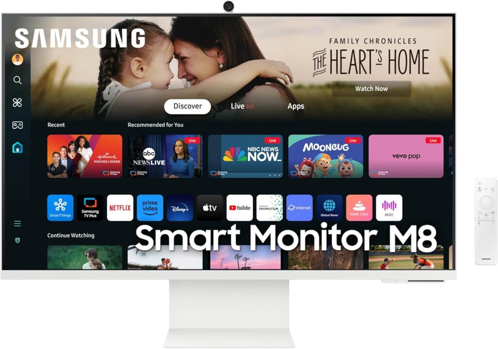 Samsung M8 32 inch 4K smart monitor with built-in apps for work, entertainment, and productivity