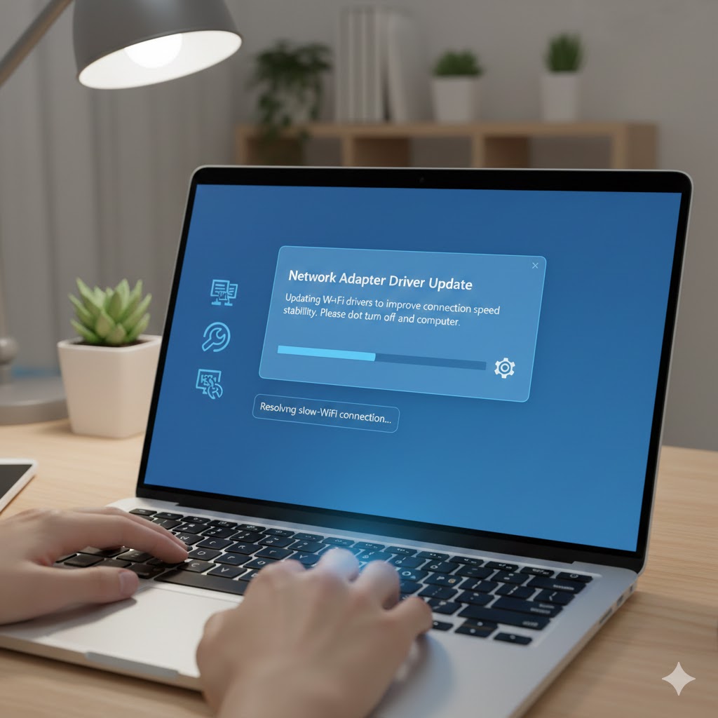 Updating network drivers to fix Wi-Fi slow on laptop