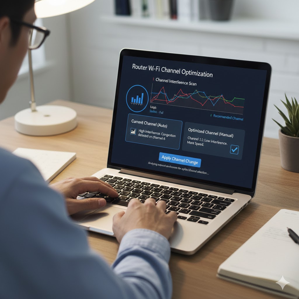  Changing router Wi-Fi channel to improve laptop speed