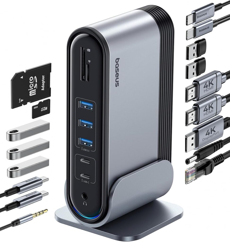 Baseus 17-in-1 USB-C docking station with triple monitor support and multiple ports