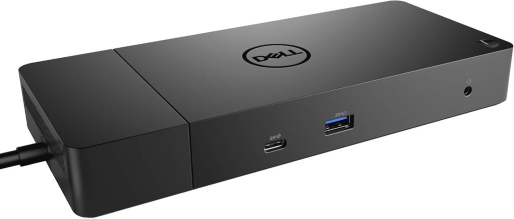 "Dell WD19 docking station for laptops with triple monitor support and high power delivery