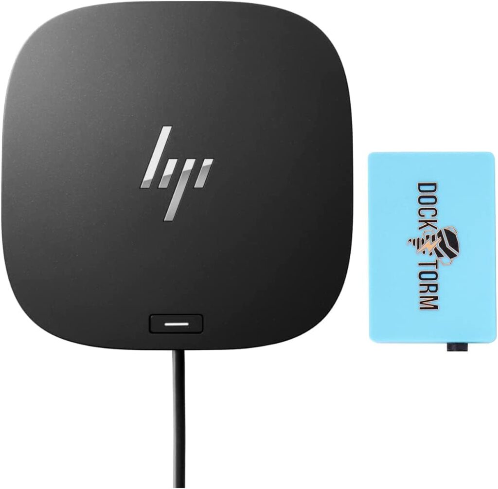 HP USB-C Dock G5 with dual monitor support and multiple USB ports for laptops